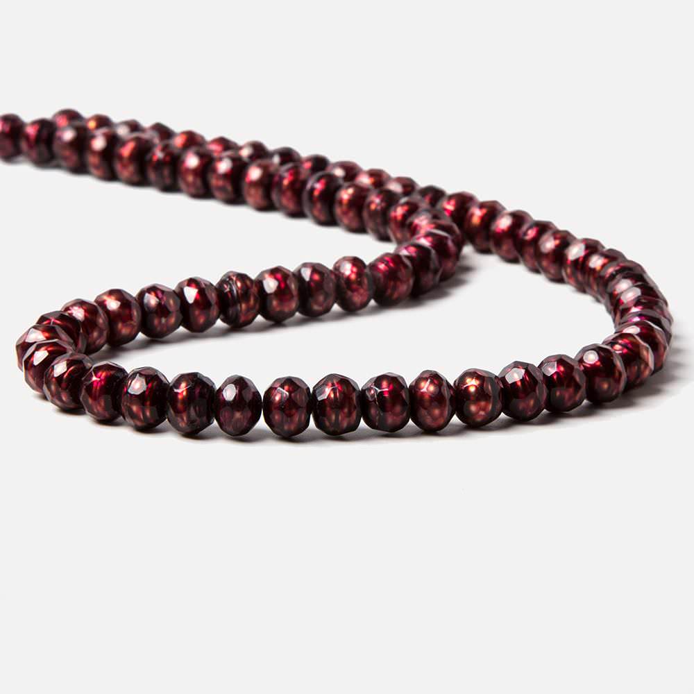 7.5mm Deep Ruby Red faceted button center drill freshwater Pearls  71 pieces (ONLINE ORDER ONLY)