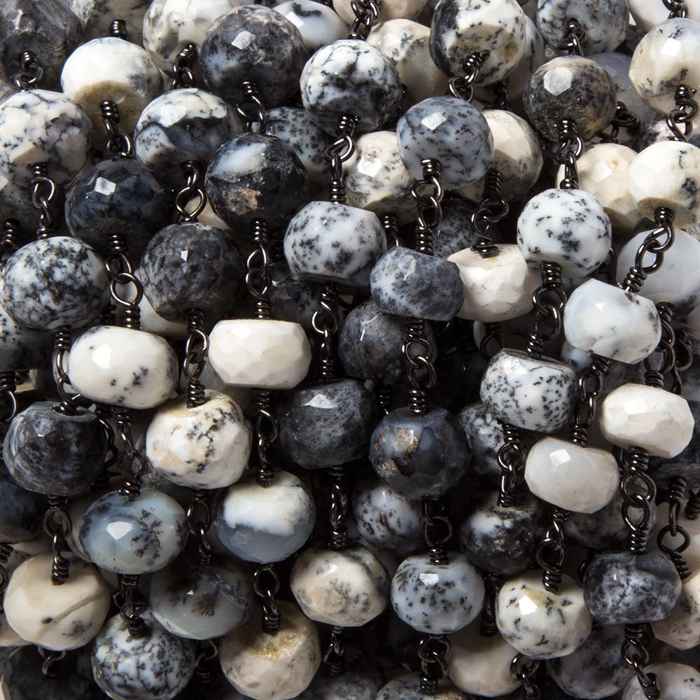 7.5mm Dendritic Opal facet rondelle Black Gold plated Chain by the foot 27pcs (ONLINE ORDER ONLY)