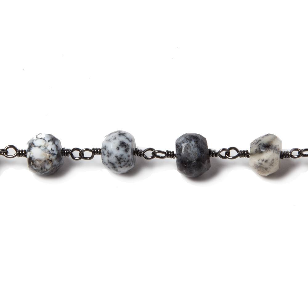 7.5mm Dendritic Opal facet rondelle Black Gold plated Chain by the foot 27pcs (ONLINE ORDER ONLY)