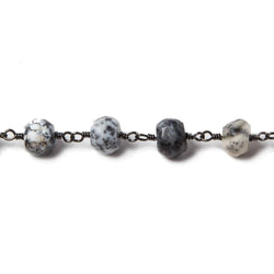 7.5mm Dendritic Opal facet rondelle Black Gold plated Chain by the foot 27pcs (ONLINE ORDER ONLY)