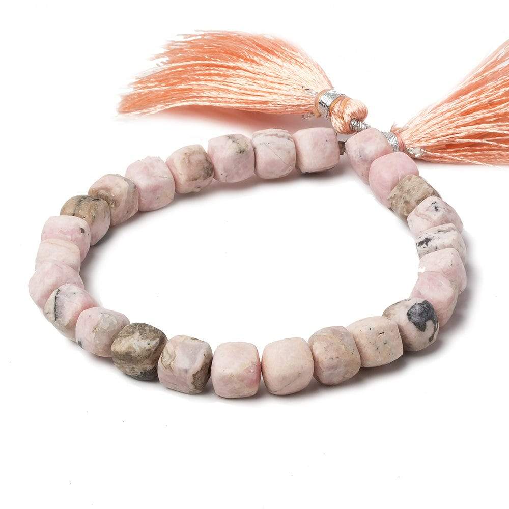 7.5mm Matte Rhodochrosite plain cube beads 7.5 inch 26 pieces (ONLINE ORDER ONLY)