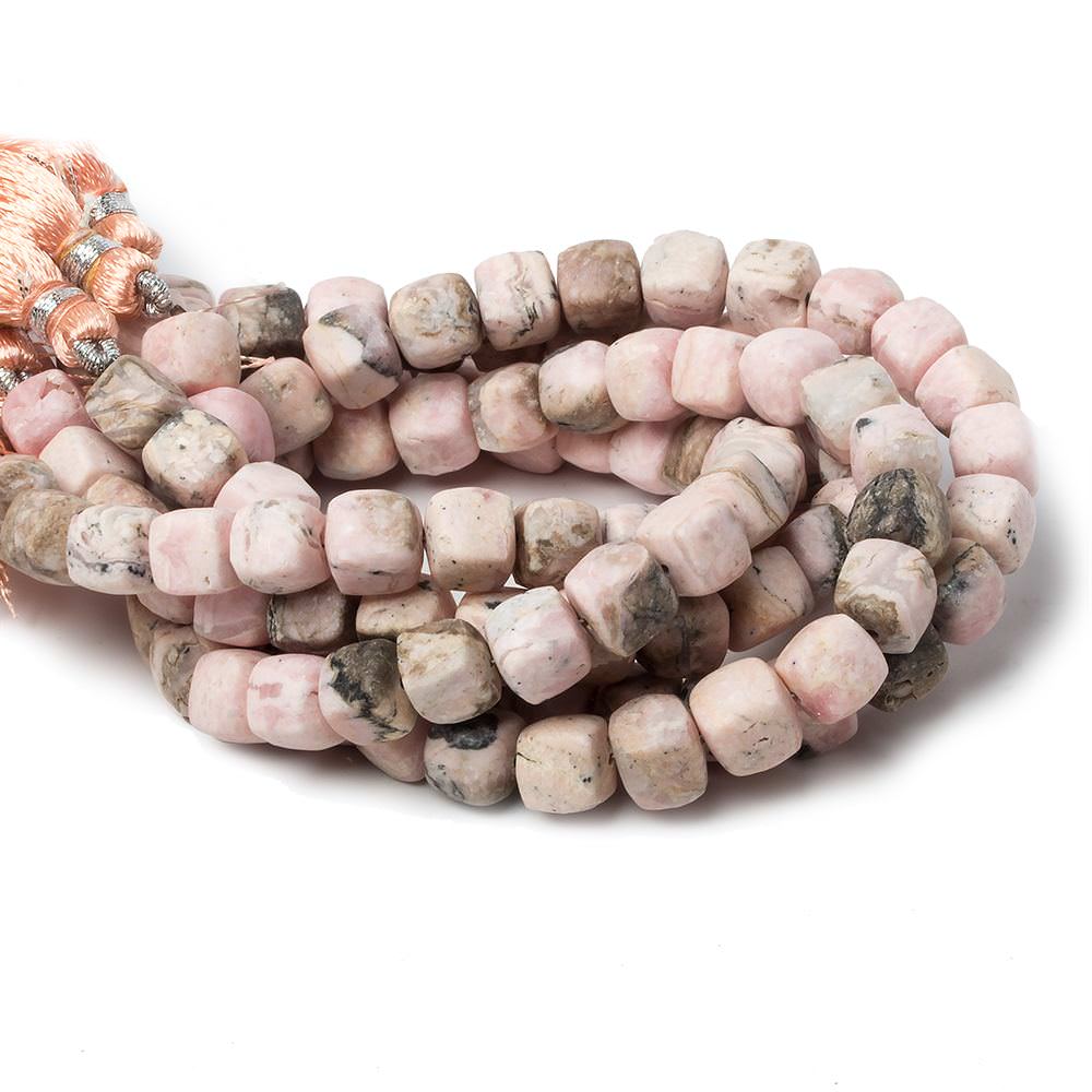 7.5mm Matte Rhodochrosite plain cube beads 7.5 inch 26 pieces (ONLINE ORDER ONLY)