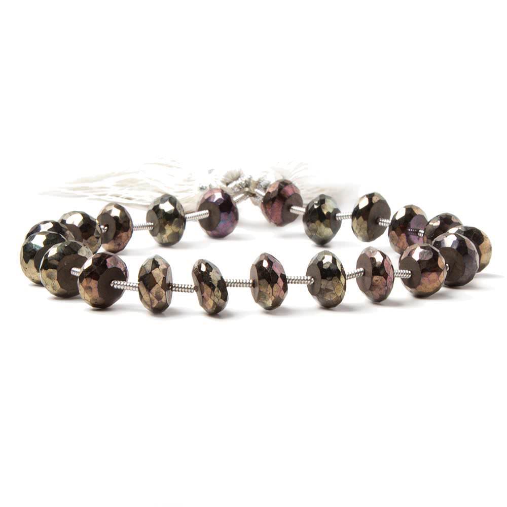 7.5mm Mystic Rose Golden Black Spinel faceted rondelles 7.5 inch 21 beads (ONLINE ORDER ONLY)