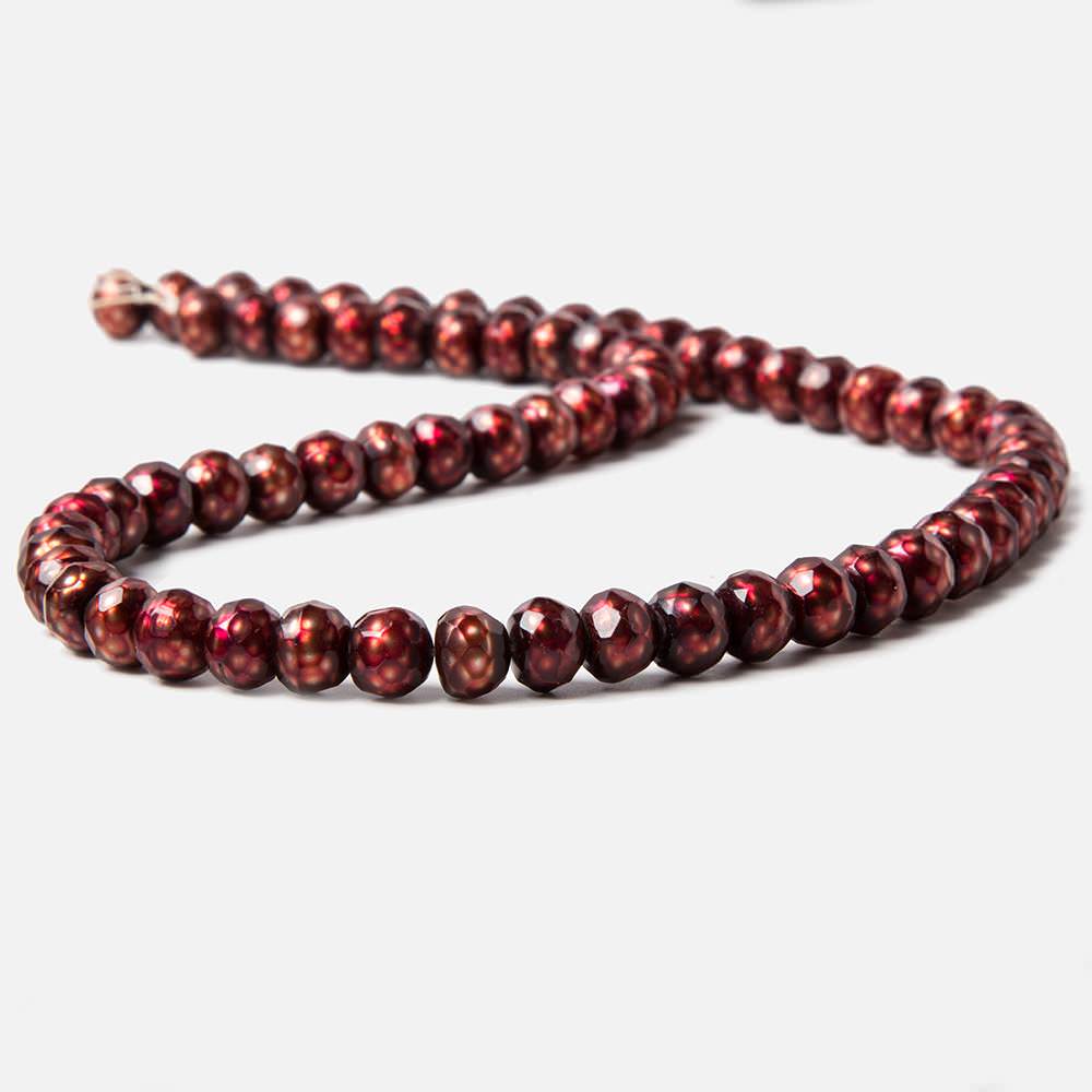 7.5mm Orangy Red faceted button center drill freshwater Pearls 67 pieces (ONLINE ORDER ONLY)