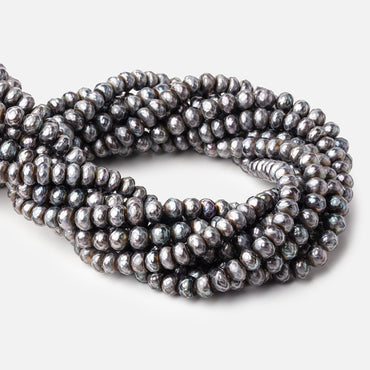 7.5mm Peacock Faceted Button Freshwater Pearls 16 inch 66 pieces (ONLINE ORDER ONLY)