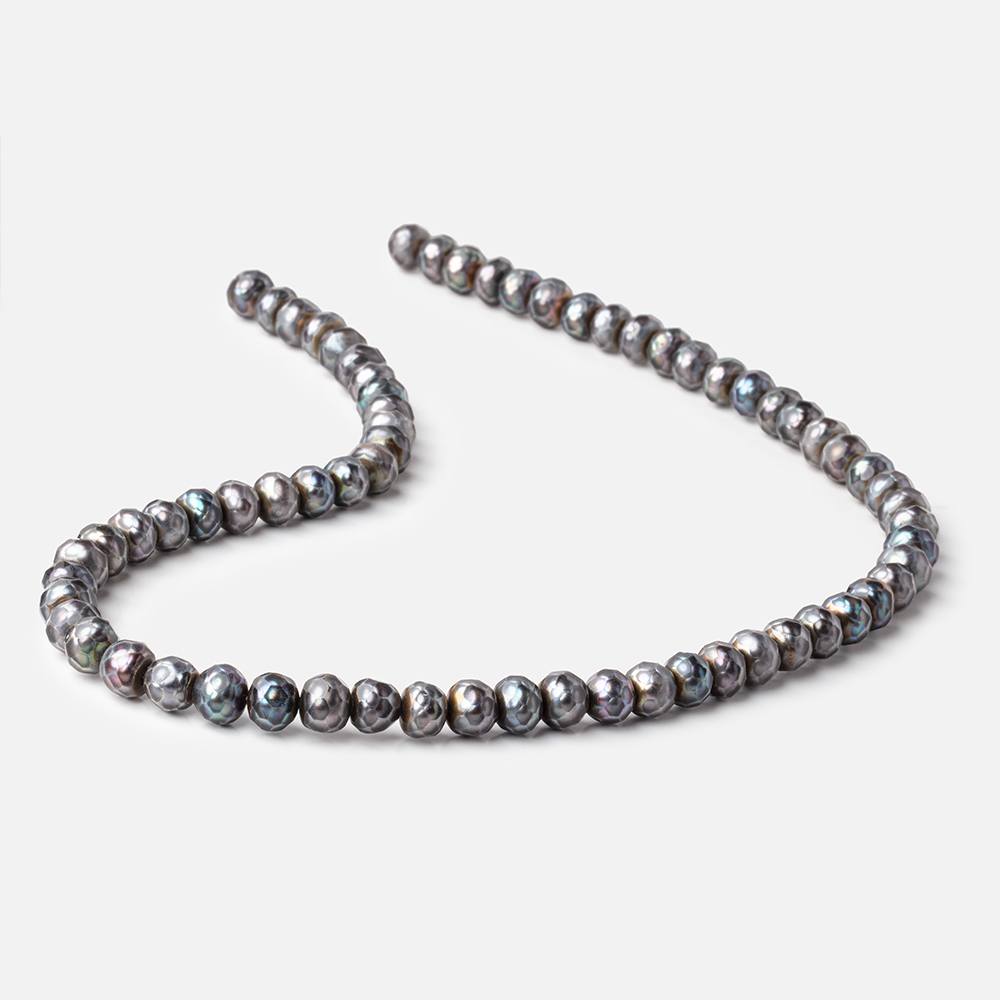 7.5mm Peacock Faceted Button Freshwater Pearls 16 inch 66 pieces (ONLINE ORDER ONLY)