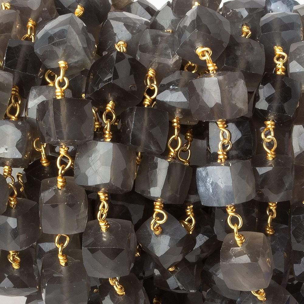7.5mm Platinum Moonstone faceted cube Vermeil Chain by the foot (ONLINE ORDER ONLY)