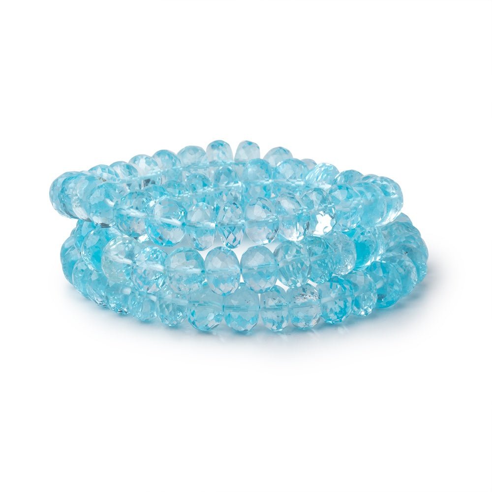 7.5mm Sky Blue Topaz Faceted Rondelles 17 inch 90 beads AA (ONLINE ORDER ONLY)