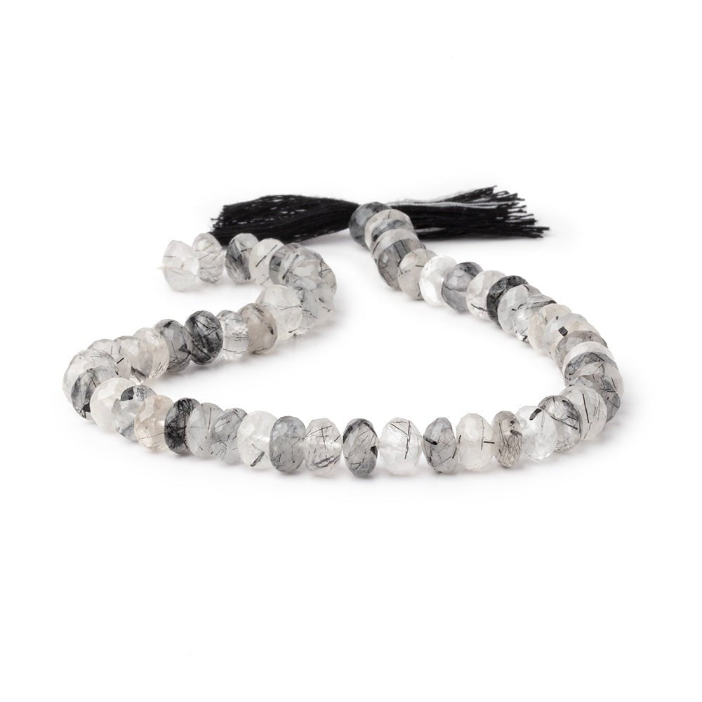 7.5mm Tourmalinated Quartz Faceted Rondelle 10.5 inch 55 Beads (ONLINE ORDER ONLY)