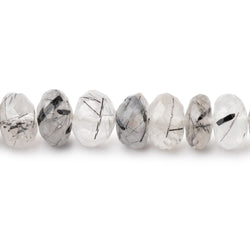 7.5mm Tourmalinated Quartz Faceted Rondelle 10.5 inch 55 Beads (ONLINE ORDER ONLY)