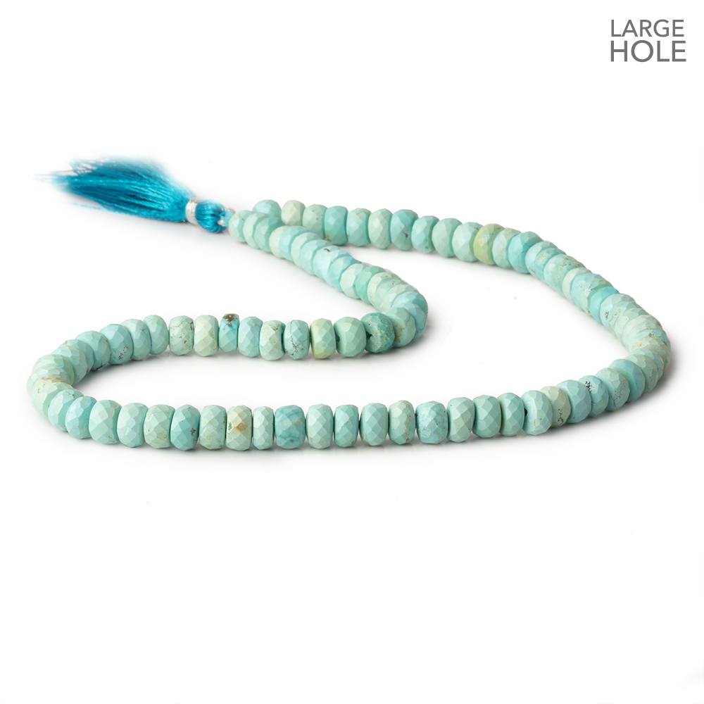 7.5mm Turquoise large hole faceted rondelle beads 16 inch 85 beads (ONLINE ORDER ONLY)