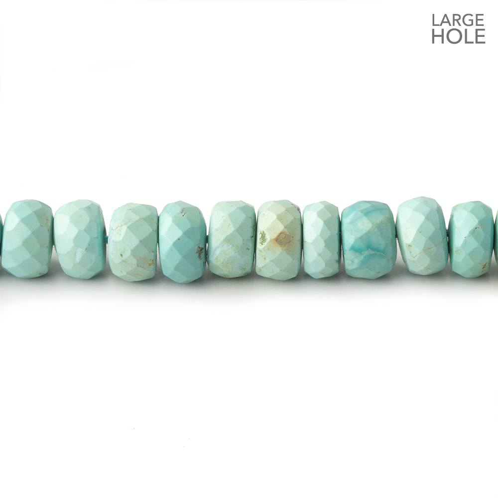 7.5mm Turquoise large hole faceted rondelle beads 16 inch 85 beads (ONLINE ORDER ONLY)