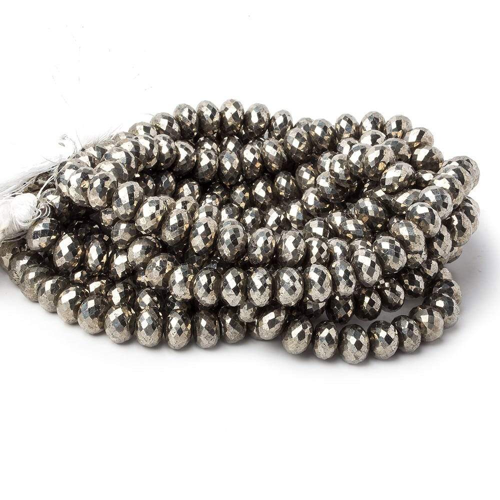 7.5mm White Pyrite faceted rondelle beads 15 inch 74 pieces AAA (ONLINE ORDER ONLY)