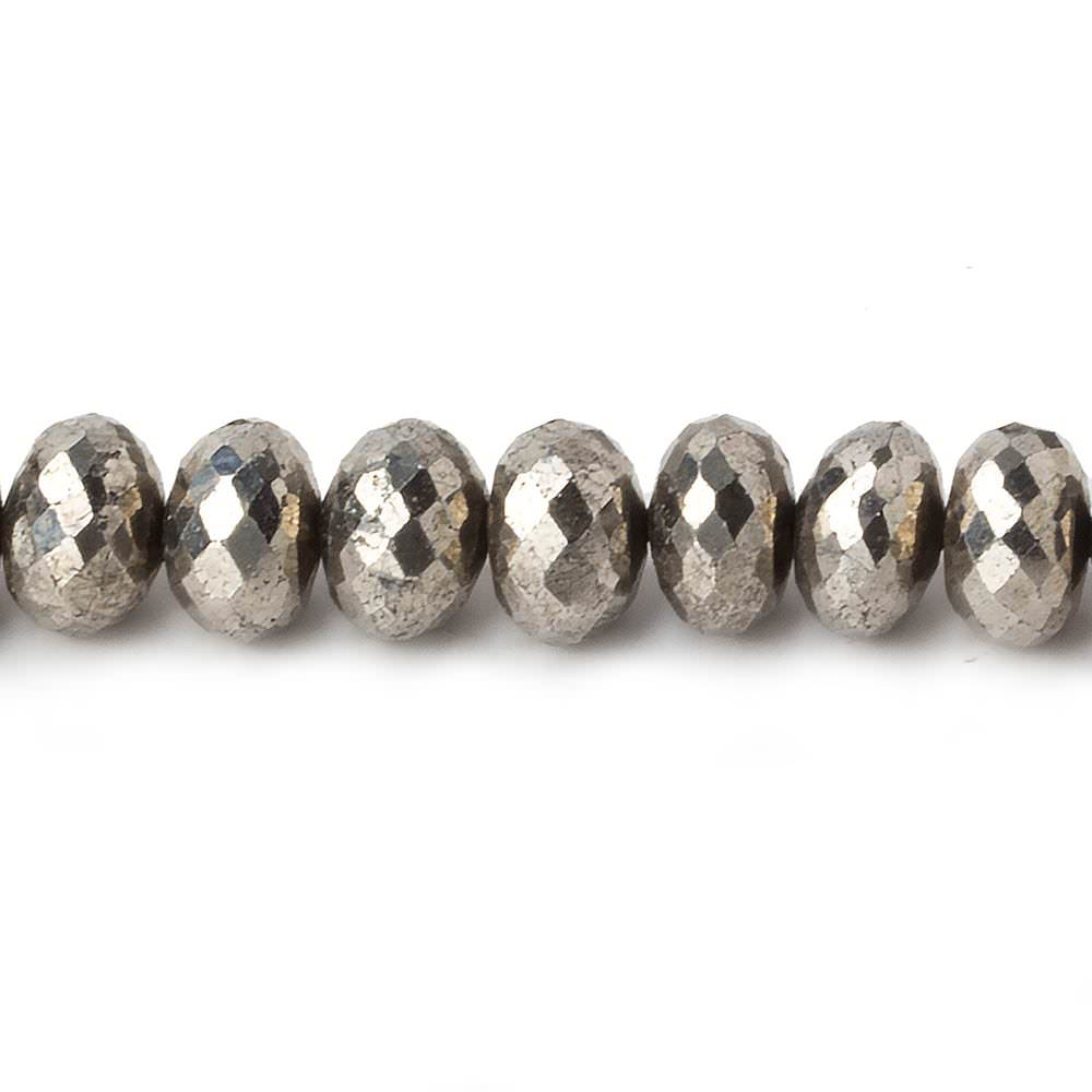 7.5mm White Pyrite faceted rondelle beads 15 inch 74 pieces AAA (ONLINE ORDER ONLY)