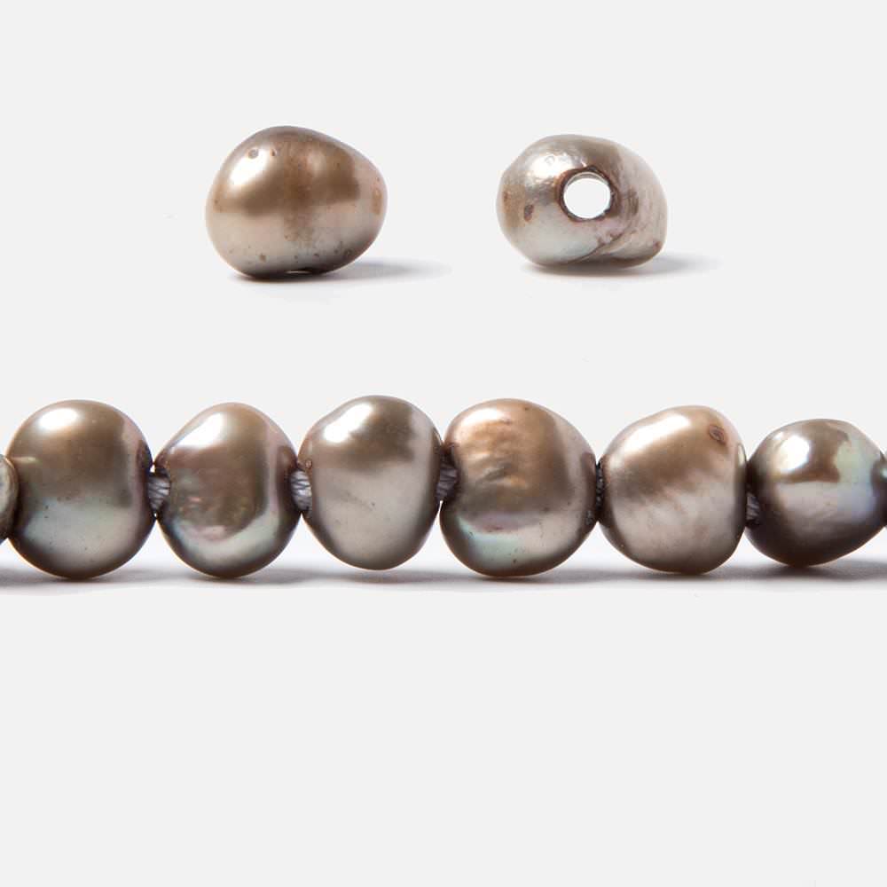 7.5x10-9x10.5mm Dark Champagne Baroque 2.5mm large hole Pearls 15 in. 48 pcs (ONLINE ORDER ONLY)