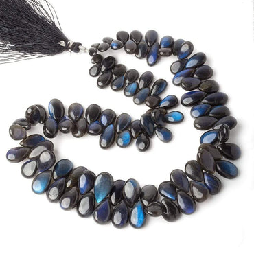 7.5x4-14x8.5mm Black Labradorite plain pear beads 13 inch 95 pieces AAA (ONLINE ORDER ONLY)