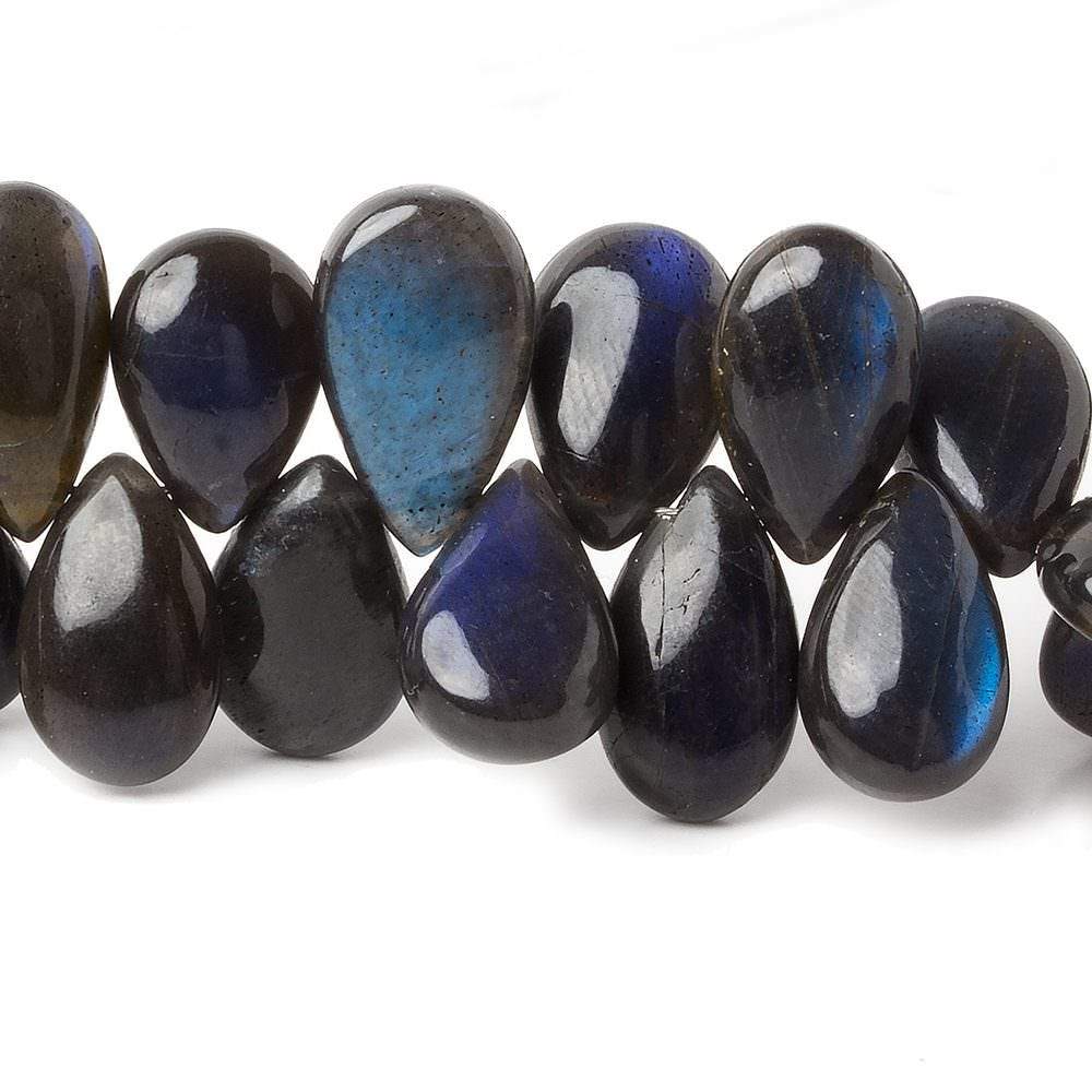 7.5x4-14x8.5mm Black Labradorite plain pear beads 13 inch 95 pieces AAA (ONLINE ORDER ONLY)