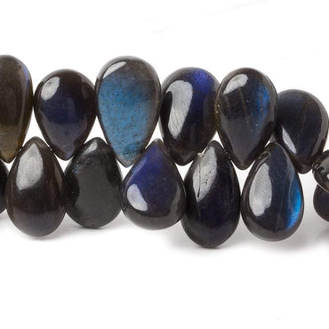 7.5x4-14x8.5mm Black Labradorite plain pear beads 13 inch 95 pieces AAA (ONLINE ORDER ONLY)