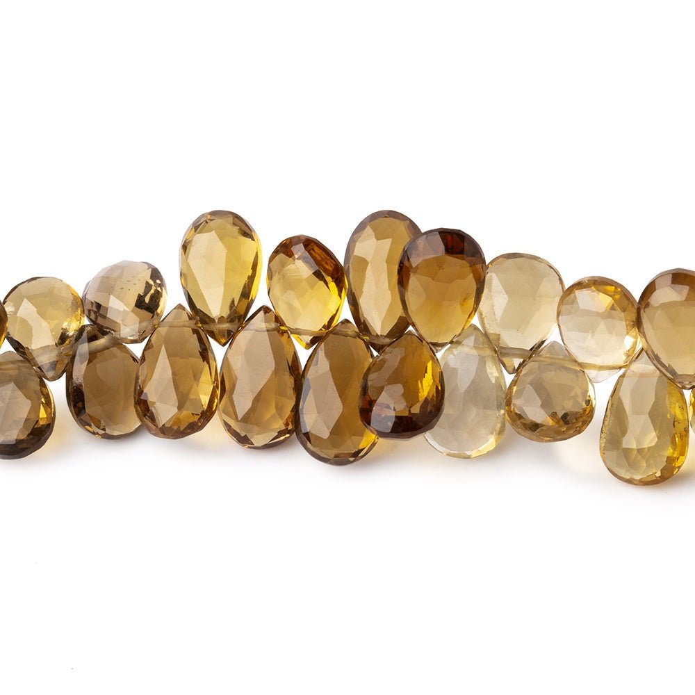 7.5x5.5-10x6mm Shaded Whiskey Quartz Faceted Pear Beads 8 inch 66 pieces AA (ONLINE ORDER ONLY)