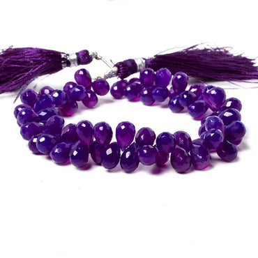 7.5x6-9.5x6mm Shaded Purple Chalcedony Faceted Tear Drop Beads 8 inch 71 pieces (ONLINE ORDER ONLY)