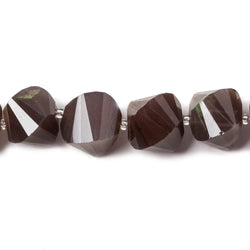 9mm-14mm  Chocolate Moonstone faceted twist beads 16 inch 36 pieces (ONLINE ORDER ONLY)