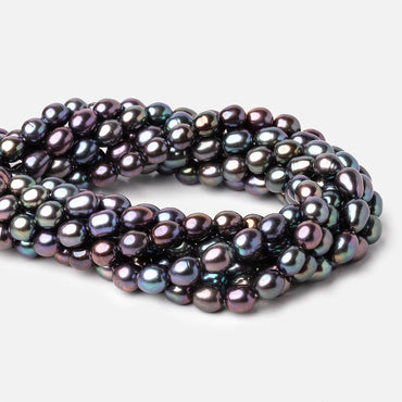 7.5x7-8x7.5mm TriColor Peacock Straight Drill Oval Freshwater Pearl 50 pcs (ONLINE ORDER ONLY)