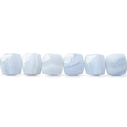 7.5x7.5-8x8mm Blue Lace Agate faceted cubes 8 inch 26 beads A (ONLINE ORDER ONLY)