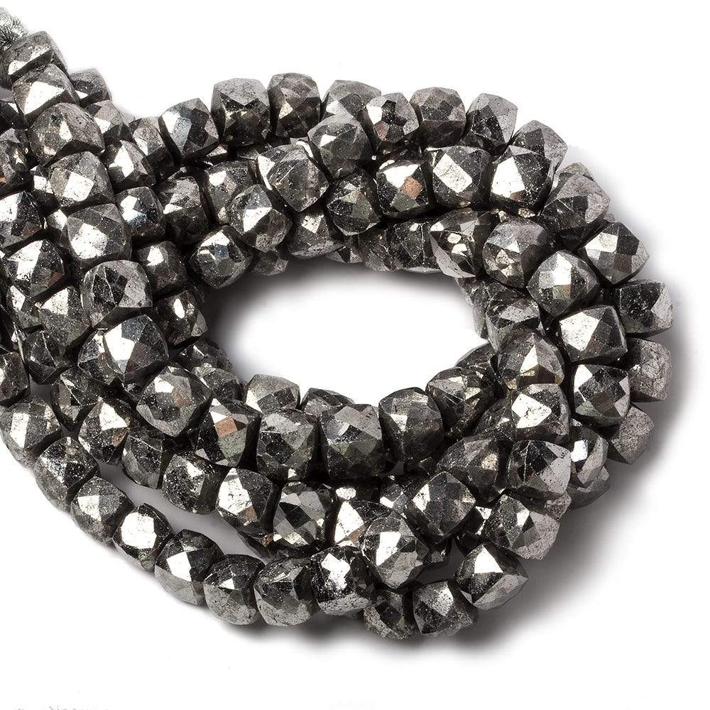 7x7mm Silver Pyrite Faceted Cubes 8 inch 27 pieces A (ONLINE ORDER ONLY)