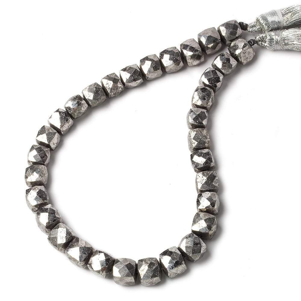 7x7mm Silver Pyrite Faceted Cubes 8 inch 27 pieces A (ONLINE ORDER ONLY)