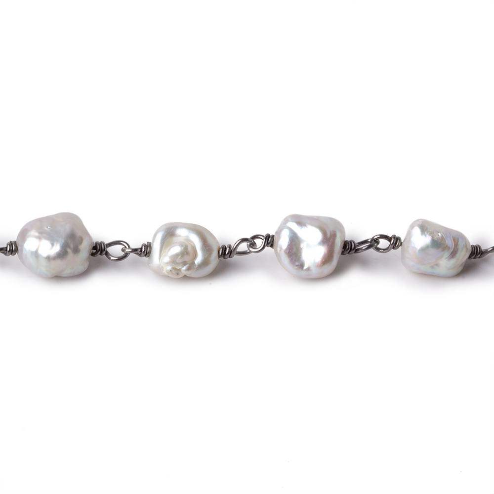 7.5x7.5mm Silver Baroque Freshwater Pearl Black Gold .925 Chain (ONLINE ORDER ONLY)