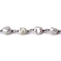 7.5x7.5mm Silver Baroque Freshwater Pearl Black Gold .925 Chain (ONLINE ORDER ONLY)