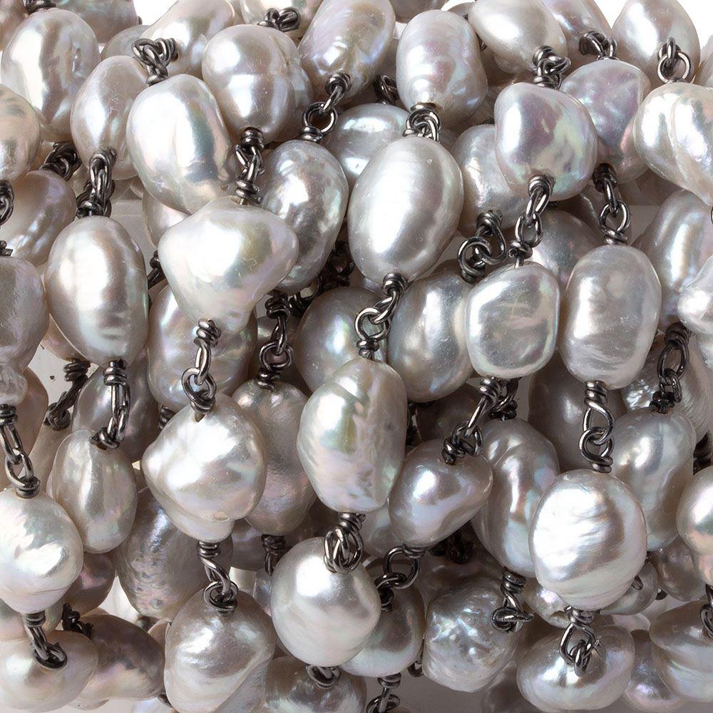 7.5x7.5mm Silver Baroque Freshwater Pearl Black Gold .925 Chain (ONLINE ORDER ONLY)