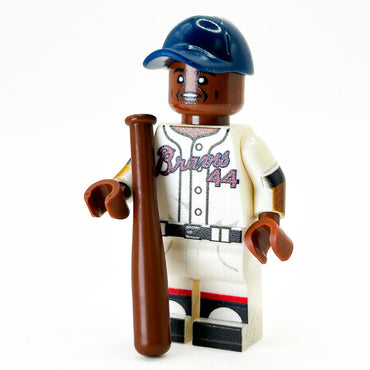 Hammerin Hank Atlanta #44 Baseball Player Minifig made using LEGO parts - B3 Customs (Online Order Only)