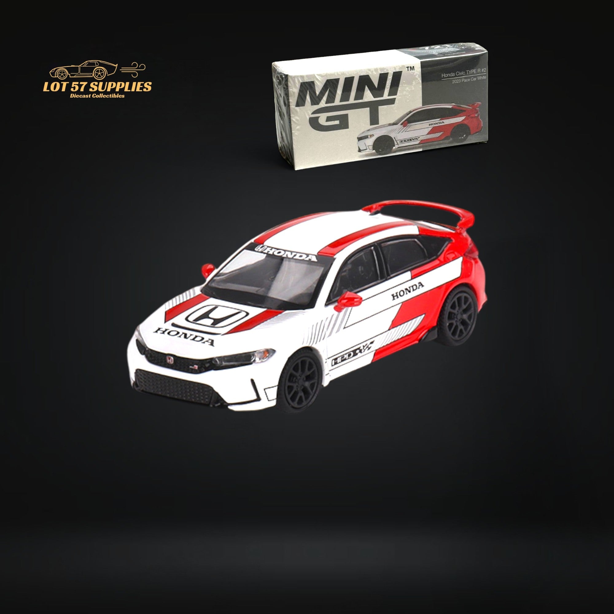 Mini-GT Honda Civic Type R #2 2023 Pace Car White #721 1:64 MGT00721 (ONLINE ORDER ONLY)