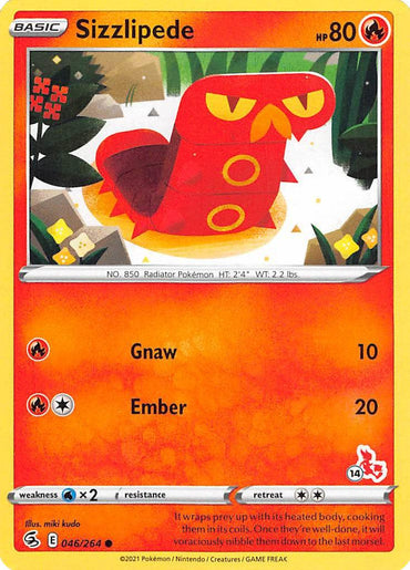 Sizzlipede (046/264) (Cinderace Stamp #14) [Battle Academy 2022] (Online Only)