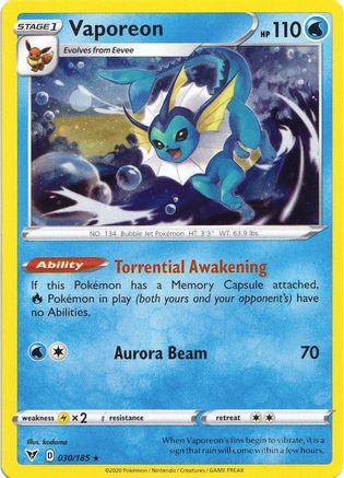 Vaporeon (030/185) (Cosmos Holo) [Sword & Shield: Vivid Voltage] (Online Only)