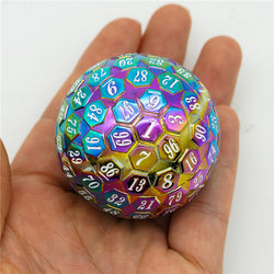 Rainbow Metal Single 100 Sided Polyhedral Dice (D100) | w/ White Color (45mm) (Online Only)