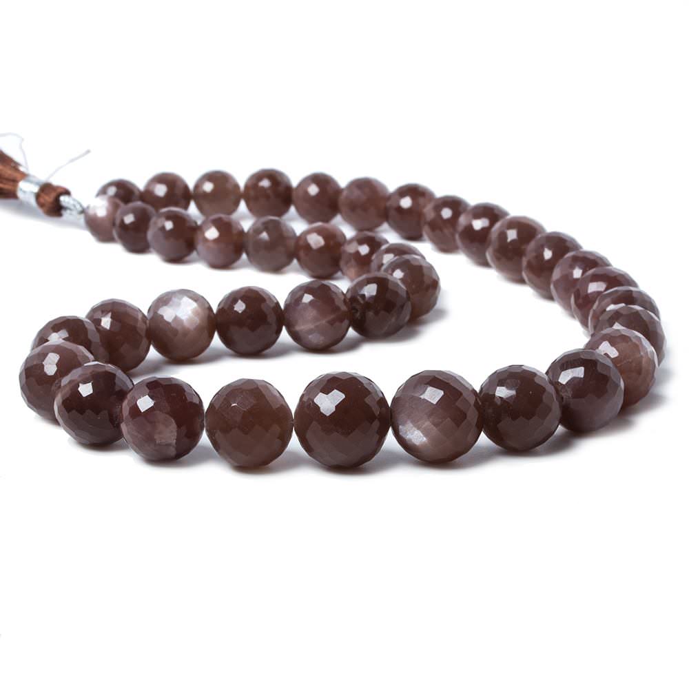7.7-13.4mm Chocolate Moonstone faceted round beads 16 inch 39 pieces (ONLINE ORDER ONLY)