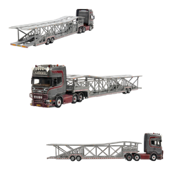 Flame Scania Car Carrier Transport Truck Grey Red 1:64 - Limited to 299 Pcs