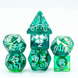 Green Demon Eye Dragon Eye Dice 7-Dice Set Resin Dungeons and Dragons Dice (Online Only)