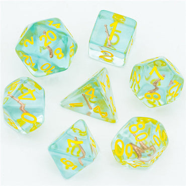 Cleric (Mace) Clear/yellow Dice w/ Golden Mace 7-Dice Set Rpg (Online Only)