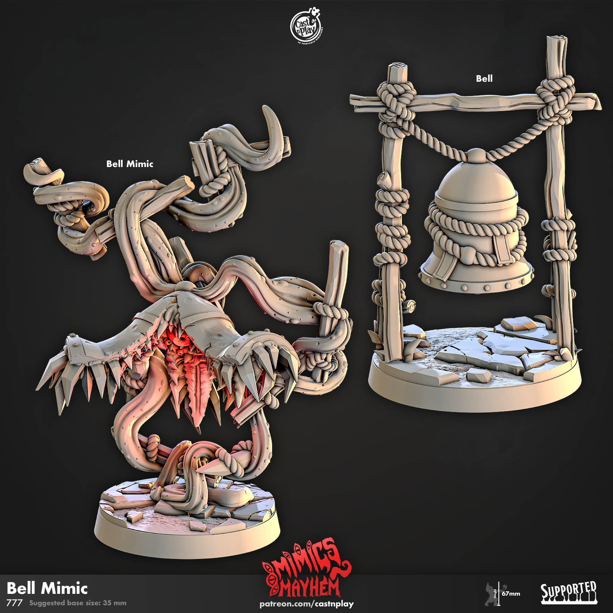 3D Printed Cast n Play Bell Mimic Mimics Mayhem Set 28mm 32mm D&D (Online Only)