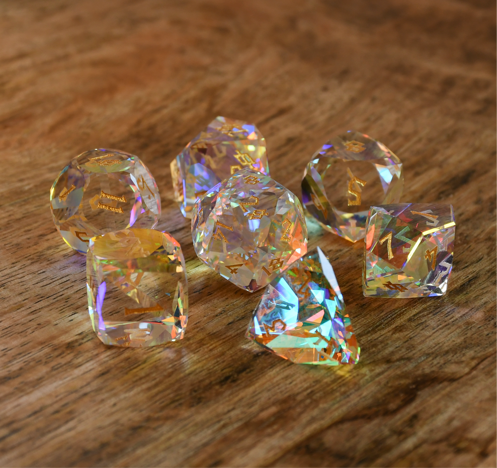 Diamond Prism Multifaceted Glass Dice Set (ONLINE ORDER ONLY)