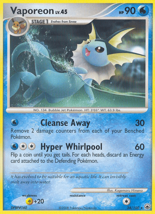Vaporeon (34/100) [Diamond & Pearl: Majestic Dawn] (Online Only)