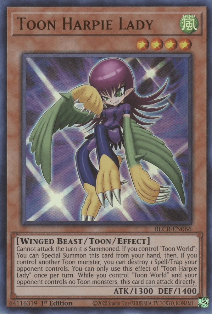 Toon Harpie Lady [BLCR-EN066] Ultra Rare (ONLINE ORDER ONLY)