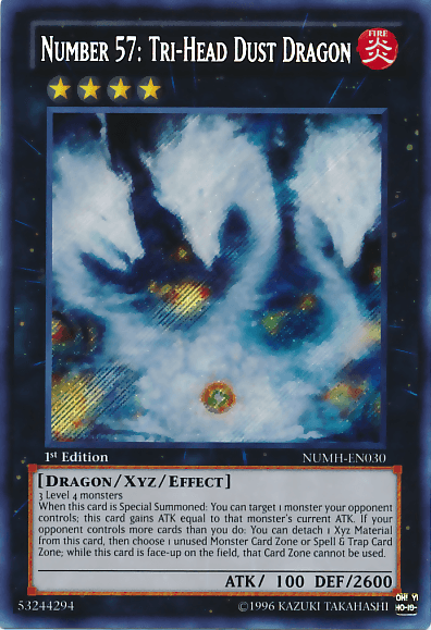 Number 57: Tri-Head Dust Dragon [NUMH-EN030] Secret Rare (ONLINE ORDER ONLY)