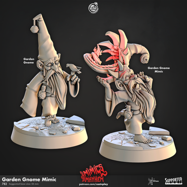 3D Printed Cast n Play Garden Gnome Mimic Mimics Mayhem Set 28mm 32mm D&D (Online Only)