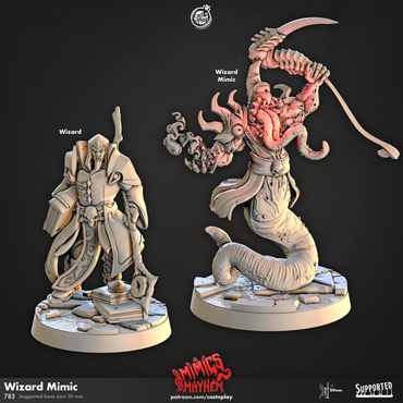 3D Printed Cast n Play Wizard Mimic Mimics Mayhem Set 28mm 32mm D&D (Online Only)