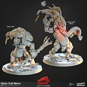3D Printed Cast n Play Fisher Troll Mimic Mimics Mayhem Set 28mm 32mm D&D (Online Only)