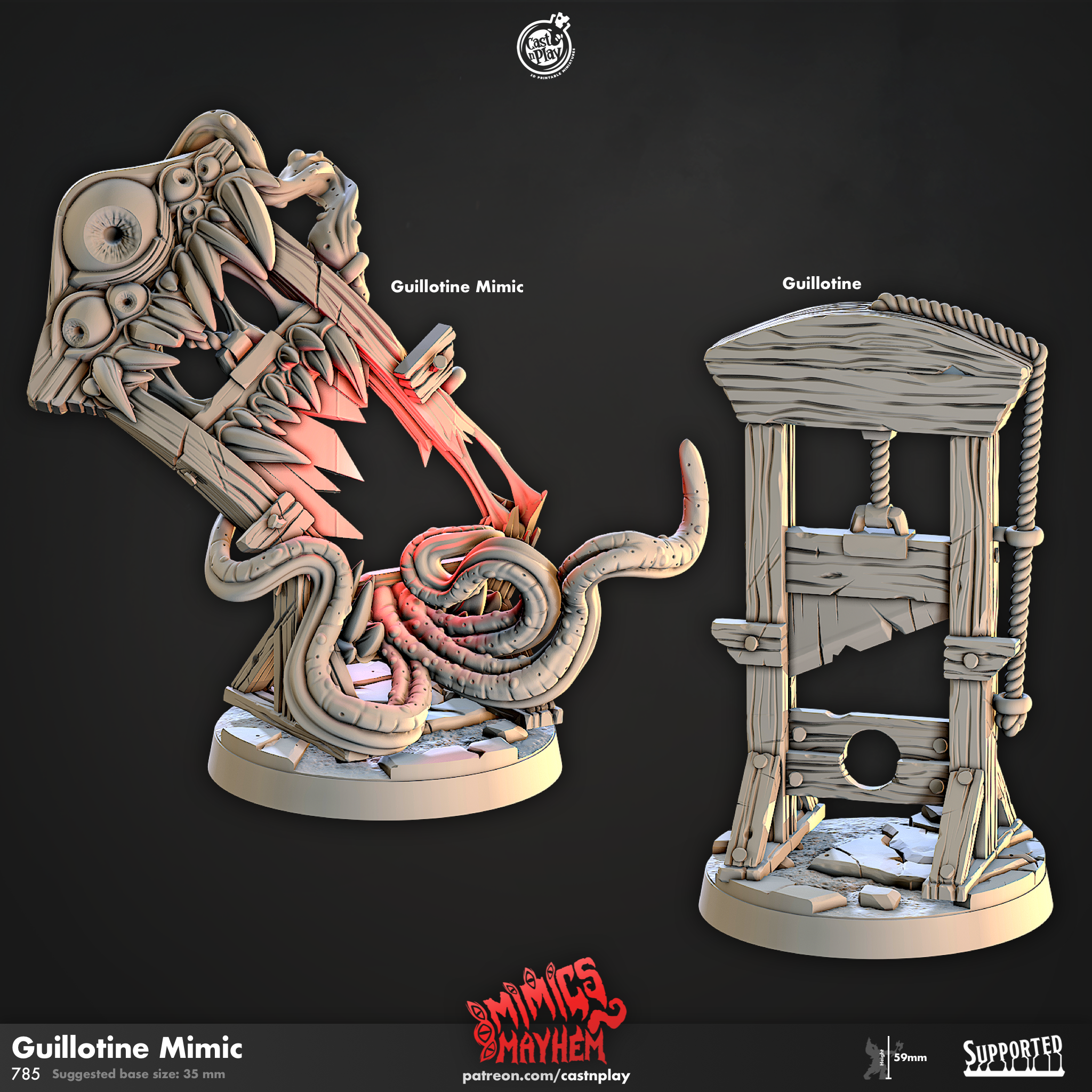 3D Printed Cast n Play Guillotine Mimic Mimics Mayhem Set 28mm 32mm D&D (Online Only)